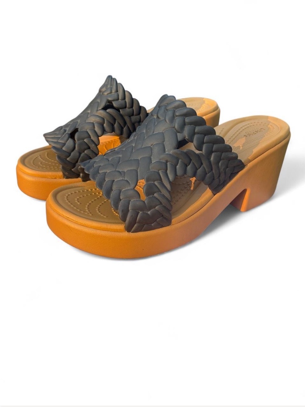 Crocs Literide Woven Strap Platform Slide Sandals - Black/Tan